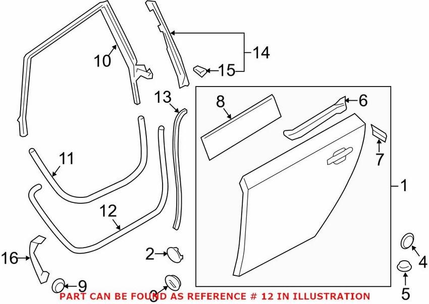 Audi Door Seal - Rear Passenger Side 4G8839912A